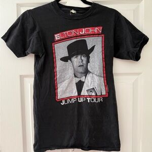 Vintage 1982 Screen Stars Black Elton John Jump Up Tour Tee